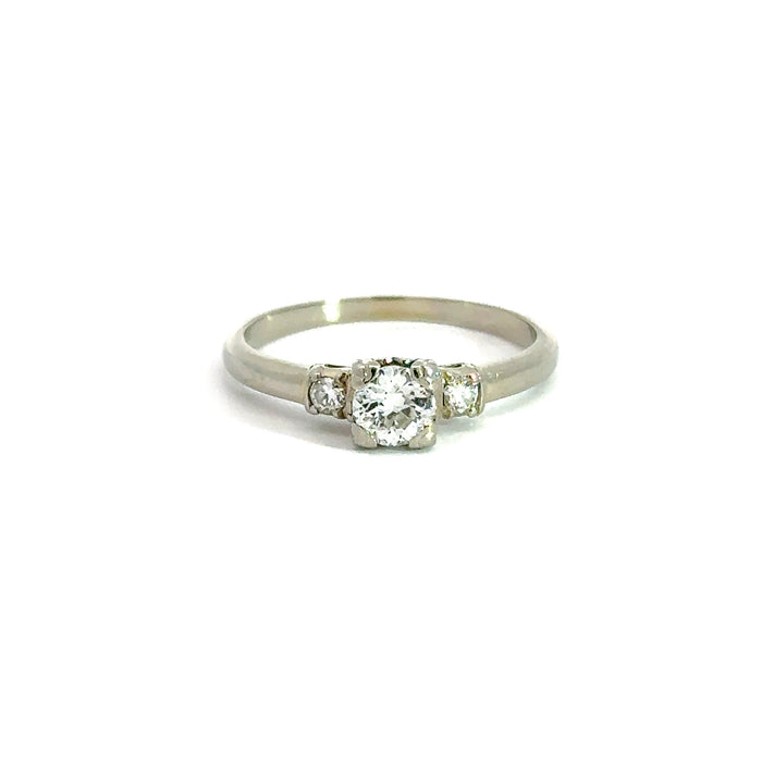 Old European Cut Diamond Engagement Ring in 18k White Gold