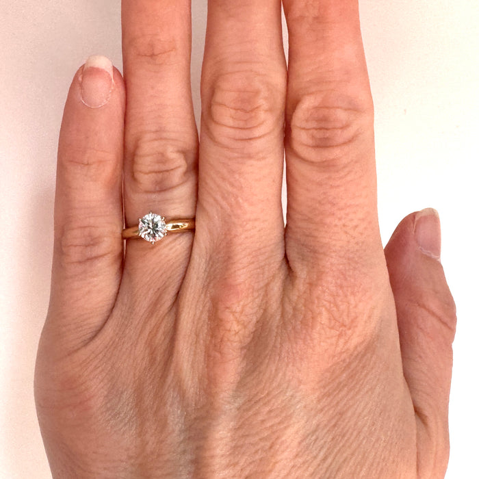 Antique 0.47ct Old Mine Cut Diamond Solitaire Ring in 10k Rose Gold with Original Ring Box
