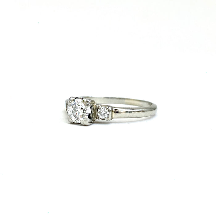 Old European Cut Diamond Engagement Ring in 18k White Gold