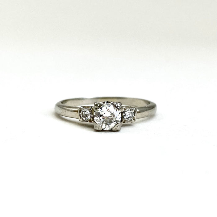 Old European Cut Diamond Engagement Ring in 18k White Gold