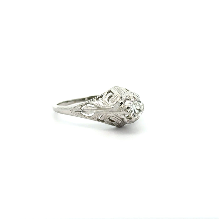 Vintage Old European Cut Diamond Engagement Ring in 18k White Gold