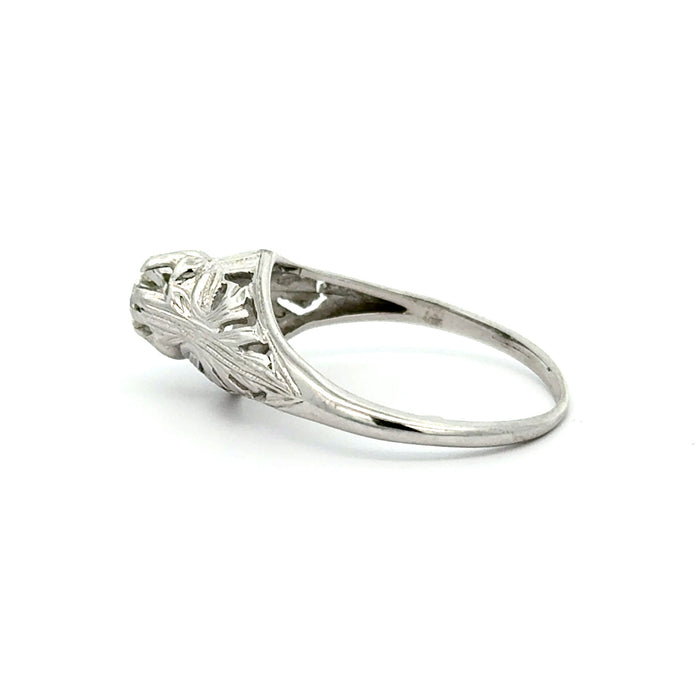 Vintage Old European Cut Diamond Engagement Ring in 18k White Gold