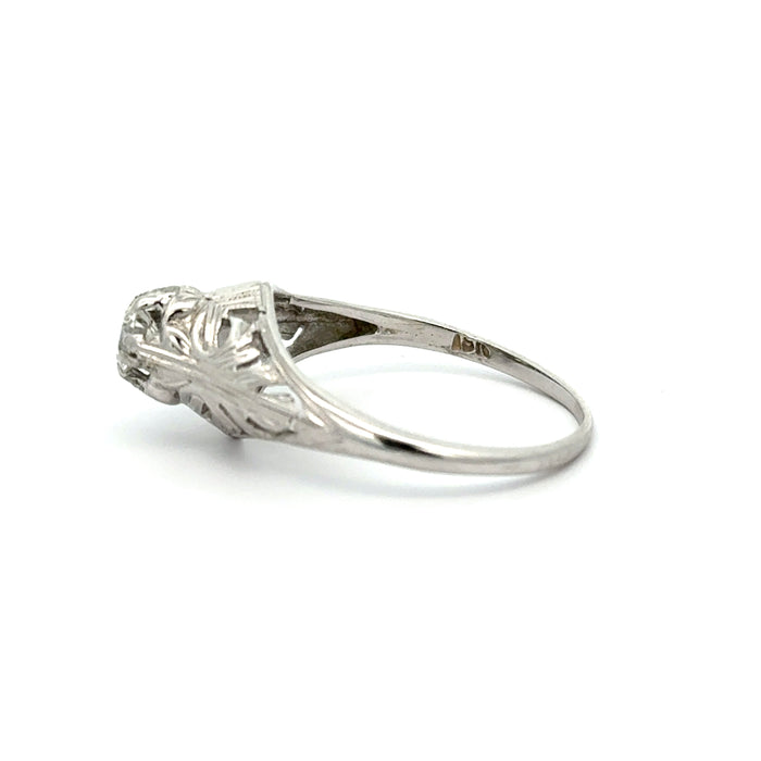 Vintage Old European Cut Diamond Engagement Ring in 18k White Gold