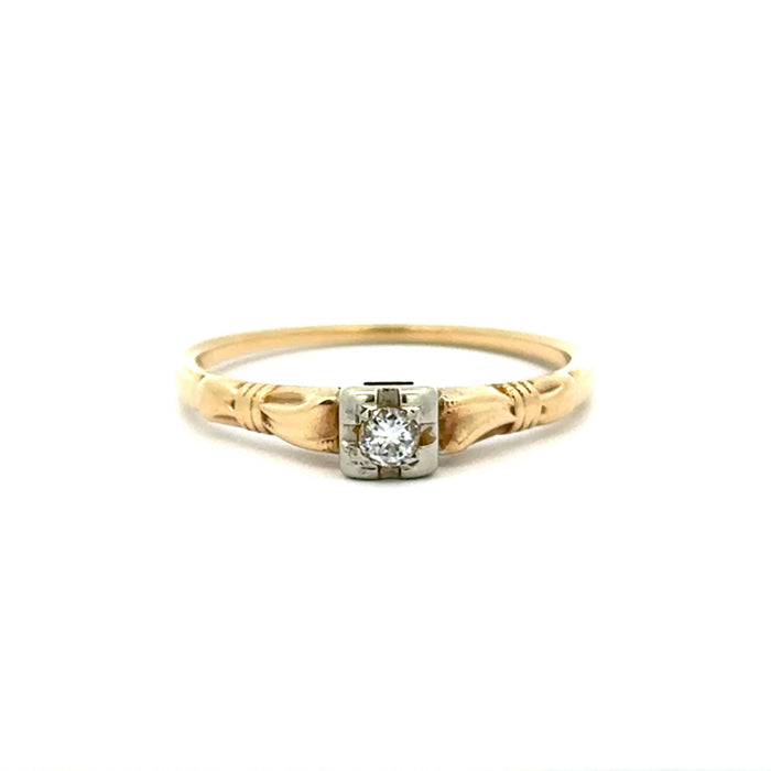 Vintage Diamond Engagement Ring in 14k White and Yellow Gold
