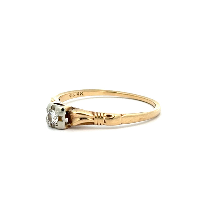 Vintage Diamond Engagement Ring in 14k White and Yellow Gold