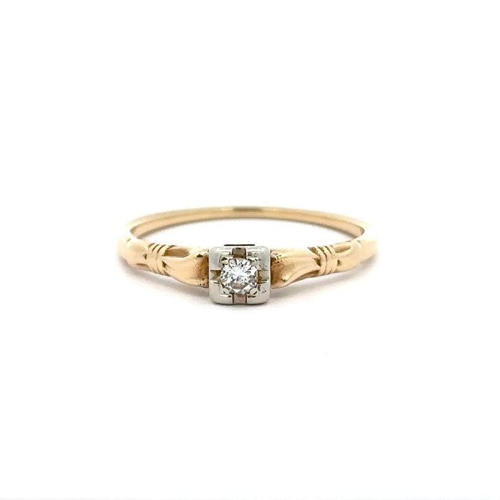 Vintage Diamond Engagement Ring in 14k White and Yellow Gold