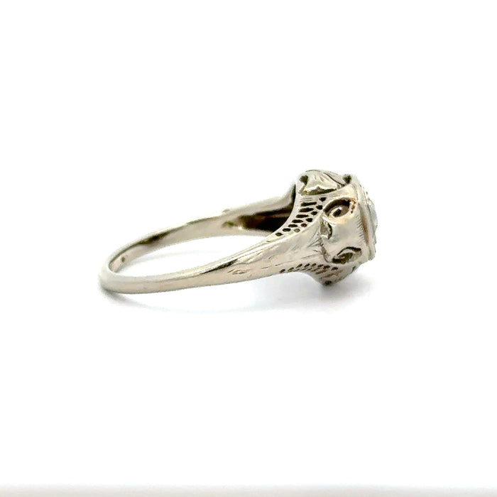 Vintage Old European Cut Diamond Engagement Ring in 14k White Gold