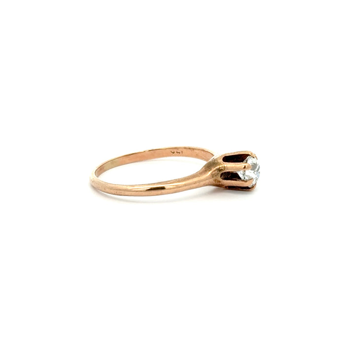 Antique 0.47ct Old Mine Cut Diamond Solitaire Ring in 10k Rose Gold with Original Ring Box