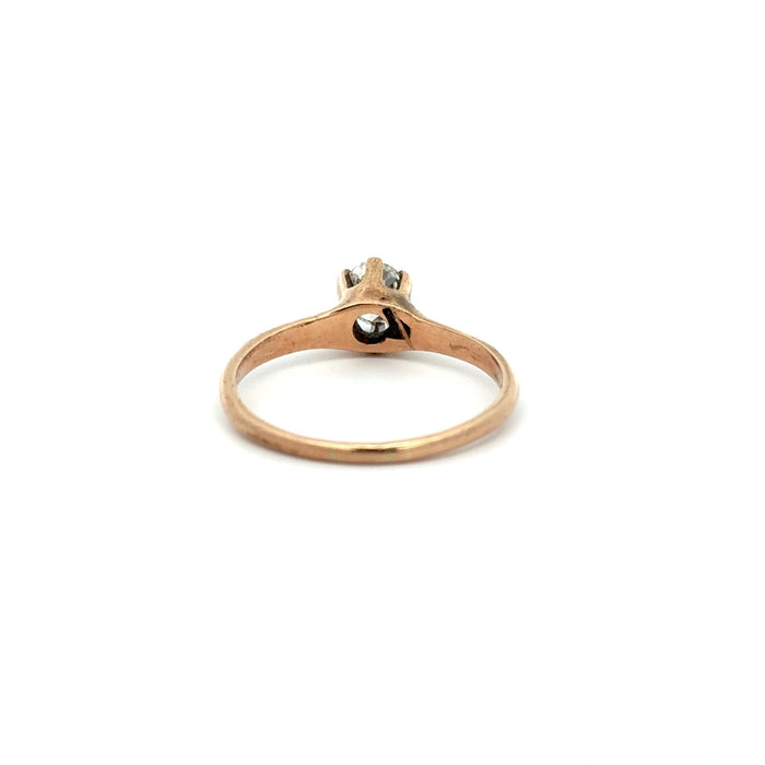 Antique 0.47ct Old Mine Cut Diamond Solitaire Ring in 10k Rose Gold with Original Ring Box