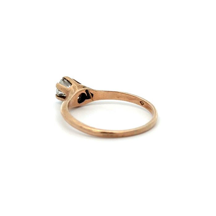 Antique 0.47ct Old Mine Cut Diamond Solitaire Ring in 10k Rose Gold with Original Ring Box