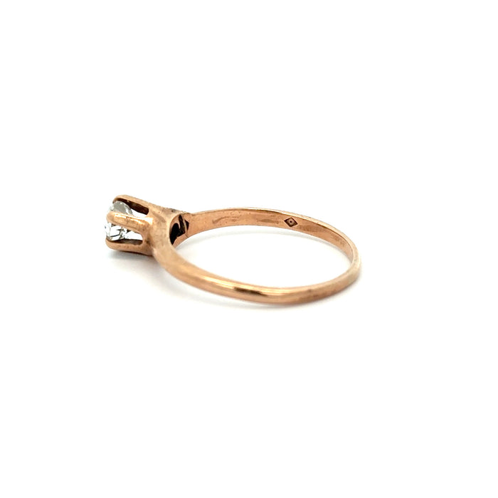 Antique 0.47ct Old Mine Cut Diamond Solitaire Ring in 10k Rose Gold with Original Ring Box