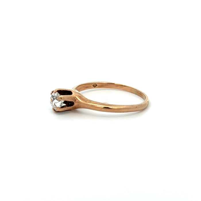 Antique 0.47ct Old Mine Cut Diamond Solitaire Ring in 10k Rose Gold with Original Ring Box