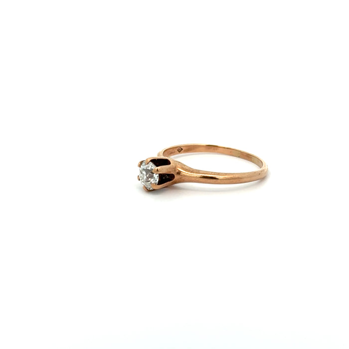 Antique 0.47ct Old Mine Cut Diamond Solitaire Ring in 10k Rose Gold with Original Ring Box
