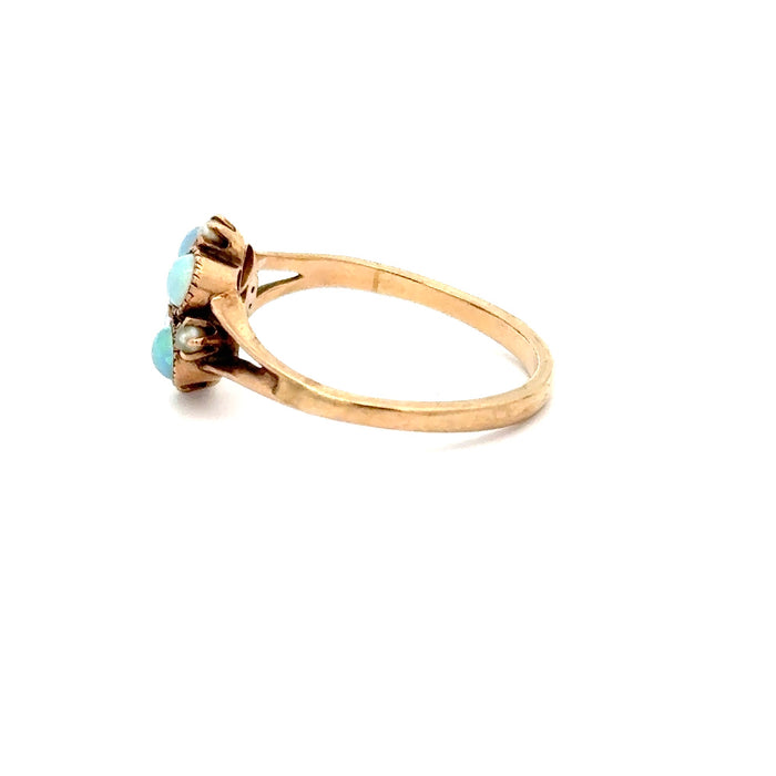 Vintage Opal and Seed Pearl Ring in 10k Yellow Gold